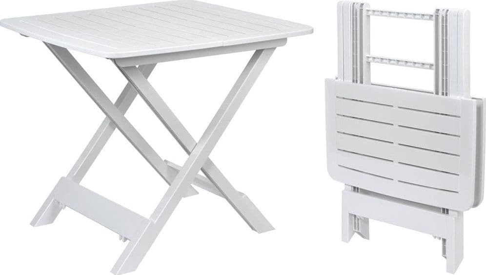 TAVOLO PIEGHEVOLE BIANCO IN POLIETILENE 79X72X70CM TAVOLINO GIARDINO CAMPEGGIO 012140 in Tavoli standard Trade Shop italia - Napoli, commercioVirtuoso.it