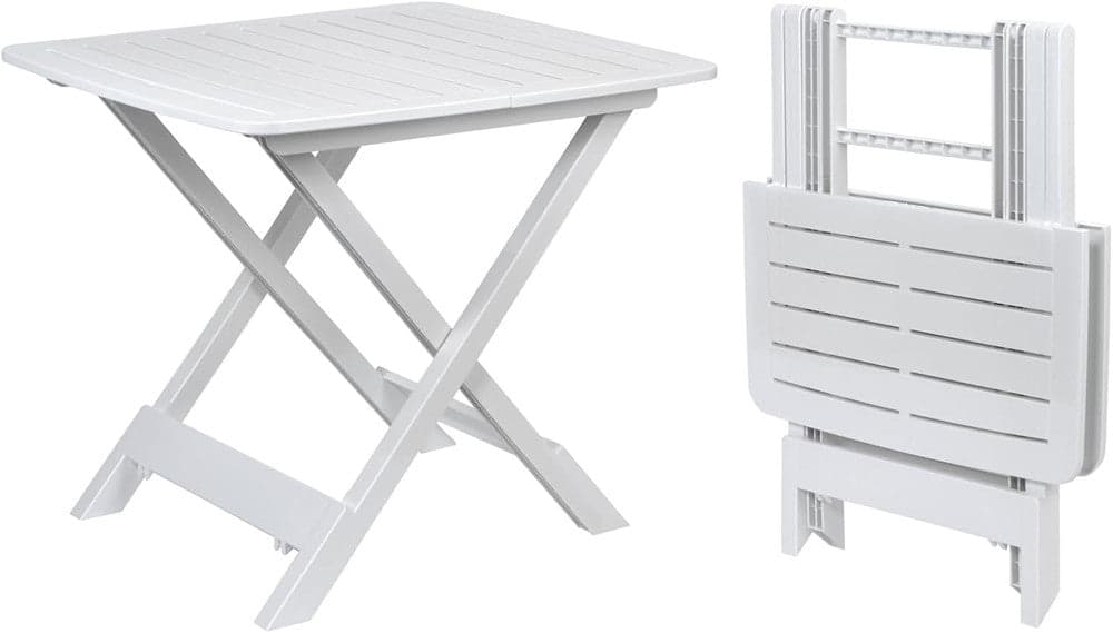 TAVOLO PIEGHEVOLE BIANCO IN POLIETILENE 79X72X70CM TAVOLINO GIARDINO CAMPEGGIO 012140 in Tavoli standard Trade Shop italia - Napoli, commercioVirtuoso.it