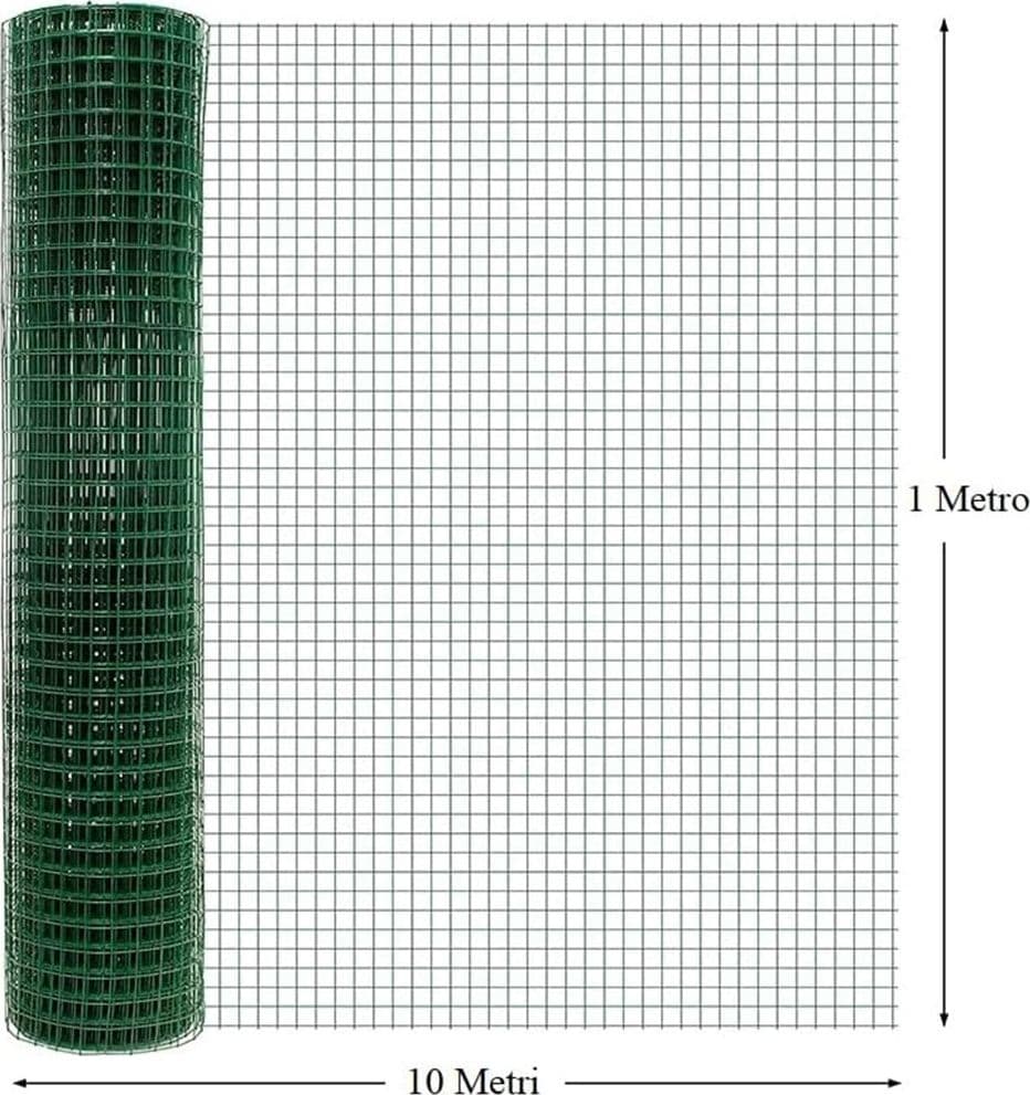 RETE METALLICA PLASTIFICATA VERDE 1X10MT MAGLIA 12,7X12,7MM RECINZIONE PROTETTIVA 57733 in Reti di acciaio zincato Trade Shop italia - Napoli, commercioVirtuoso.it