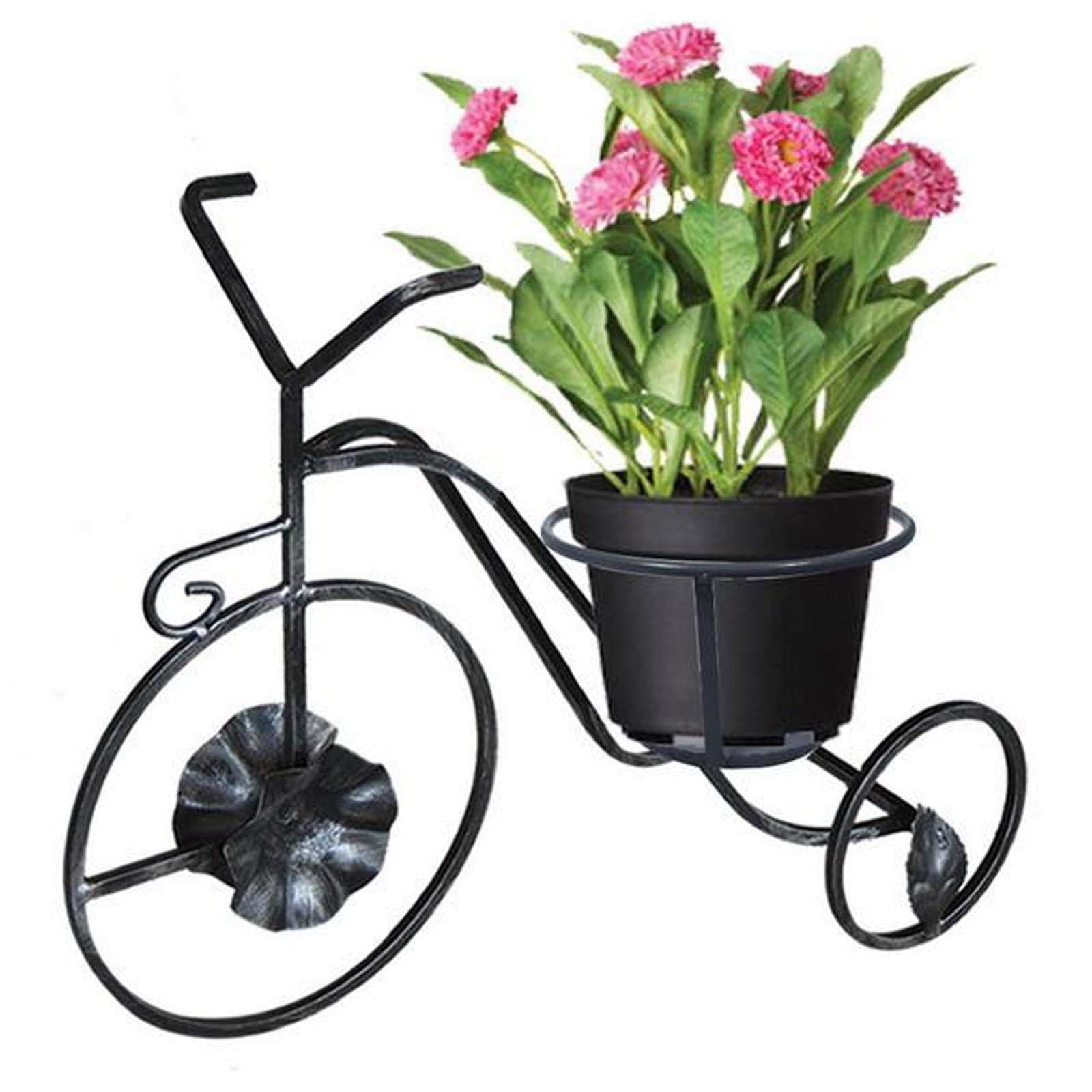 Bicicletta porta vaso fioriera in metallo da interno ed esterno h 45 cm - 2