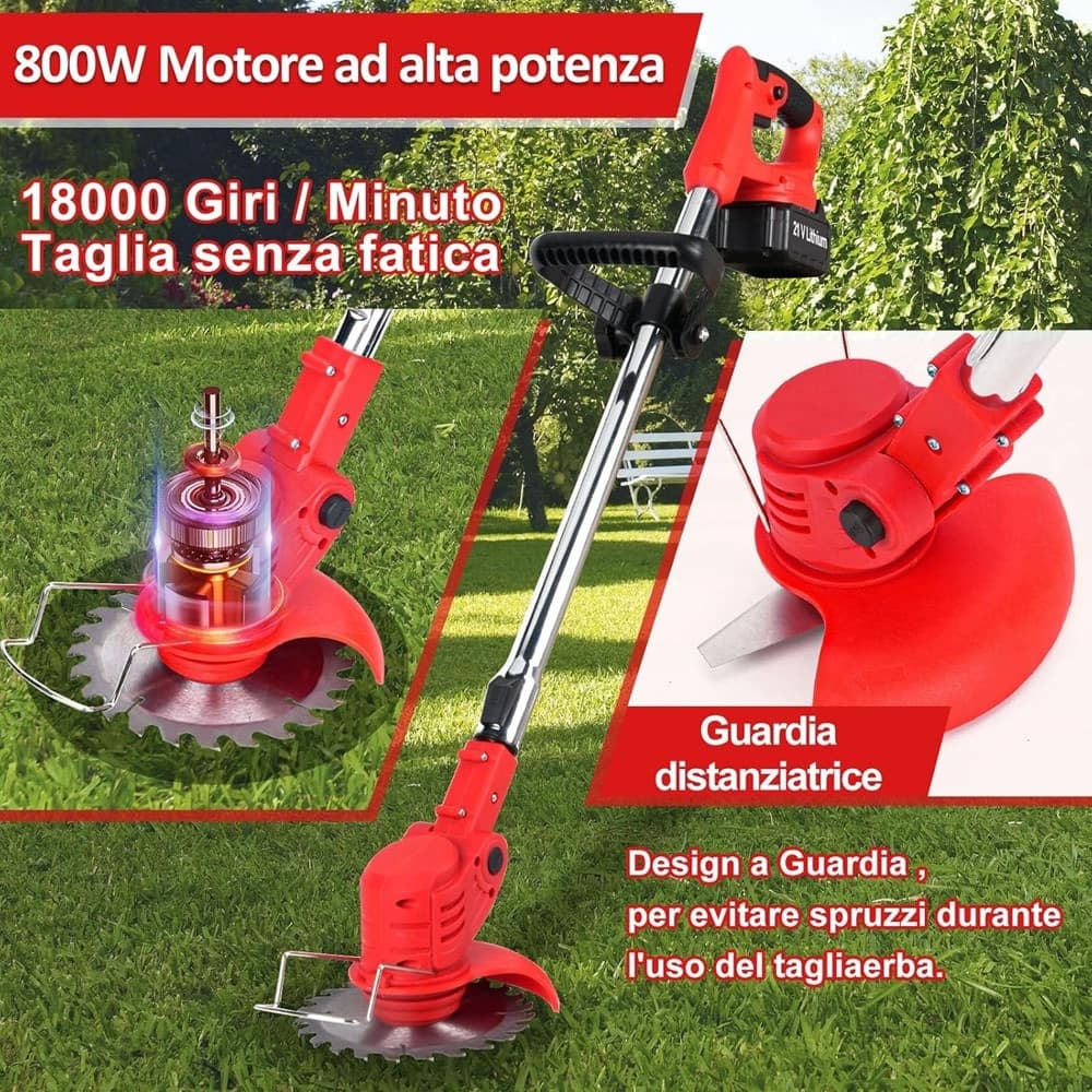 DECESPUGLIATORE A BATTERIA 21V TAGLIABORDI ELETTRICO ALTEZZA REGOLABILE PER GIARDINI in Motofalce e decespugliatori Trade Shop italia - Napoli, commercioVirtuoso.it