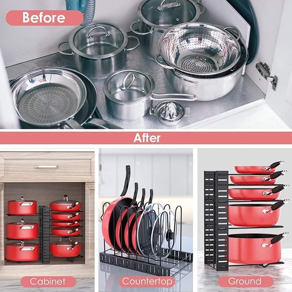 ORGANIZZATORE ESTENSIBILE REGOLABILE PER PENTOLE PADELLE A 8 LIVELLI ORGANIZER CUCINA in Porta padelle e pentole Trade Shop italia - Napoli, commercioVirtuoso.it