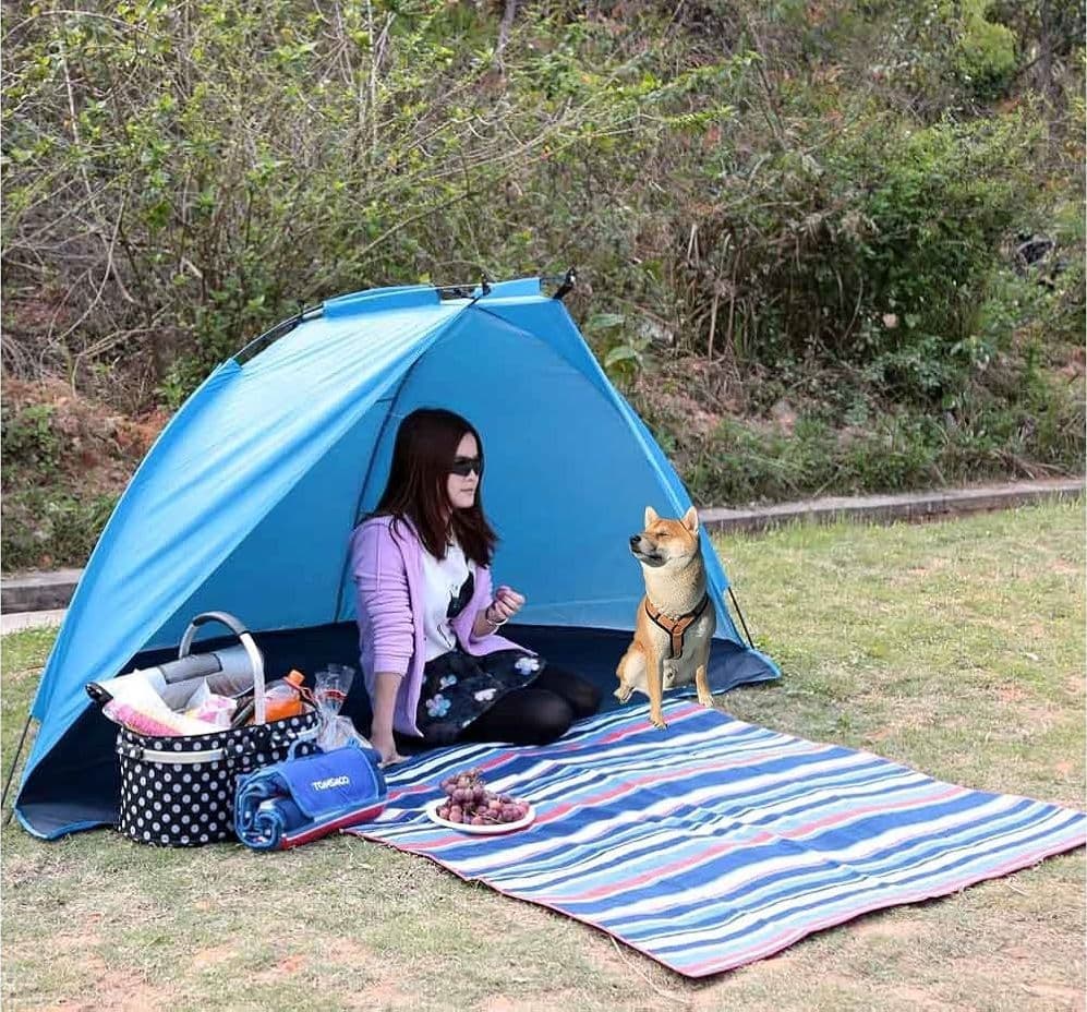 TENDA DA SPIAGGIA PARAVENTO PARASOLE CON PICCHETTI PORTATILE MARE 220X110X100CM 206403 in Tende istantanee Trade Shop italia - Napoli, commercioVirtuoso.it