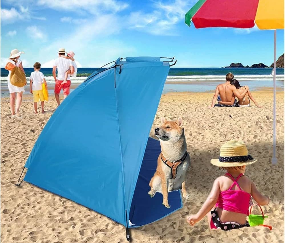 TENDA DA SPIAGGIA PARAVENTO PARASOLE CON PICCHETTI PORTATILE MARE 220X110X100CM 206403 in Tende istantanee Trade Shop italia - Napoli, commercioVirtuoso.it