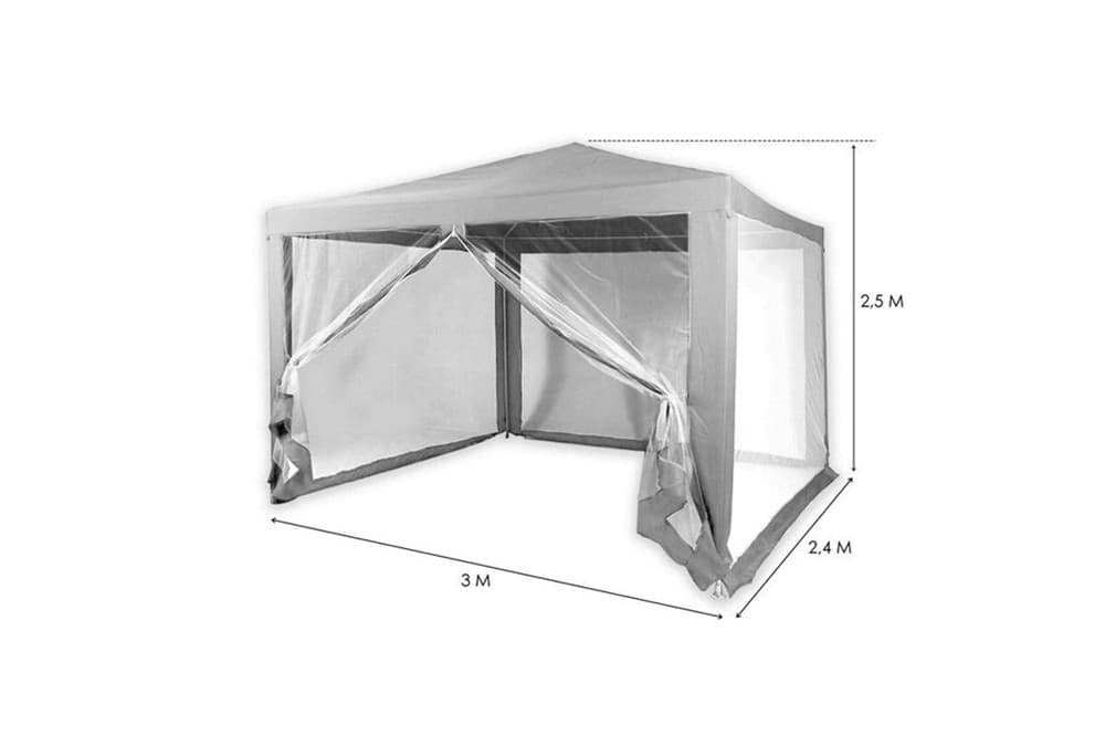 GAZEBO 2,4X3X2,50MT TENDONE GIARDINO TELO GRIGIO IMPERMEABILE CON ZANZARIERA 016560 in Gazebo Trade Shop italia - Napoli, commercioVirtuoso.it