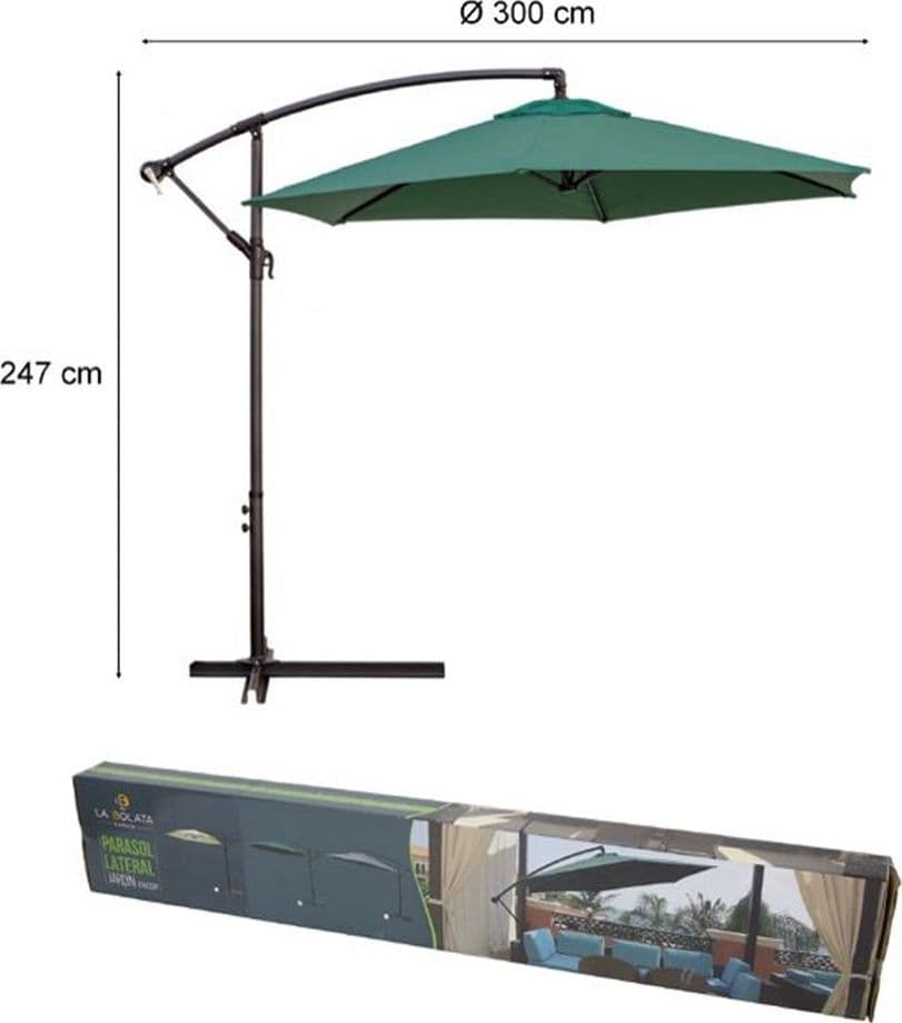 OMBRELLONE DECENTRATO LATO DA GIARDINO PROTEZIONE SOLARE PARASOLE ⌀300CM VERDE 206426 in Ombrelloni Trade Shop italia - Napoli, commercioVirtuoso.it