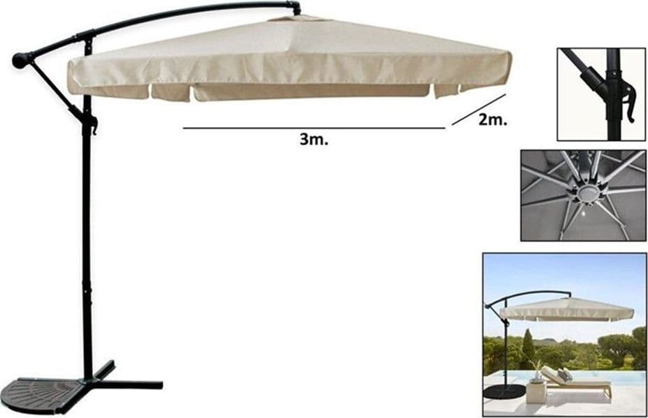 OMBRELLONE LATERALE DA GIARDINO PROTEZIONE SOLE 2X3MT IMPERMEABILE BEIGE CON BASE 223211 in Ombrelloni Trade Shop italia - Napoli, commercioVirtuoso.it