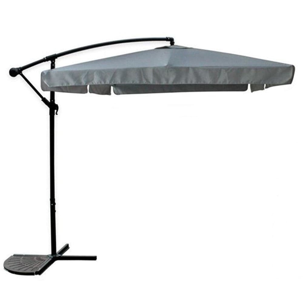 Ombrellone Laterale Da Giardino Protezione Sole 2x3mt Impermeabile Grigio Con Base 223212