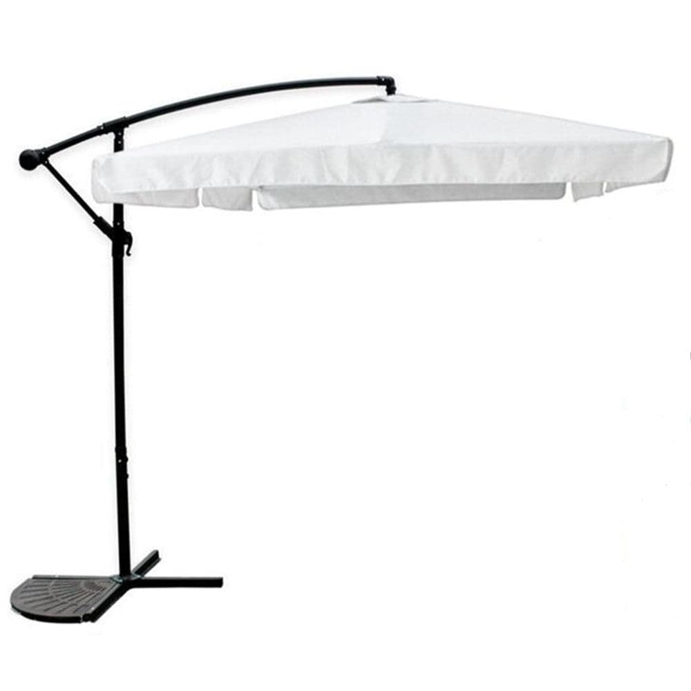 Ombrellone Laterale Da Giardino Protezione Sole 2x3mt Impermeabile Bianco Con Base 223213
