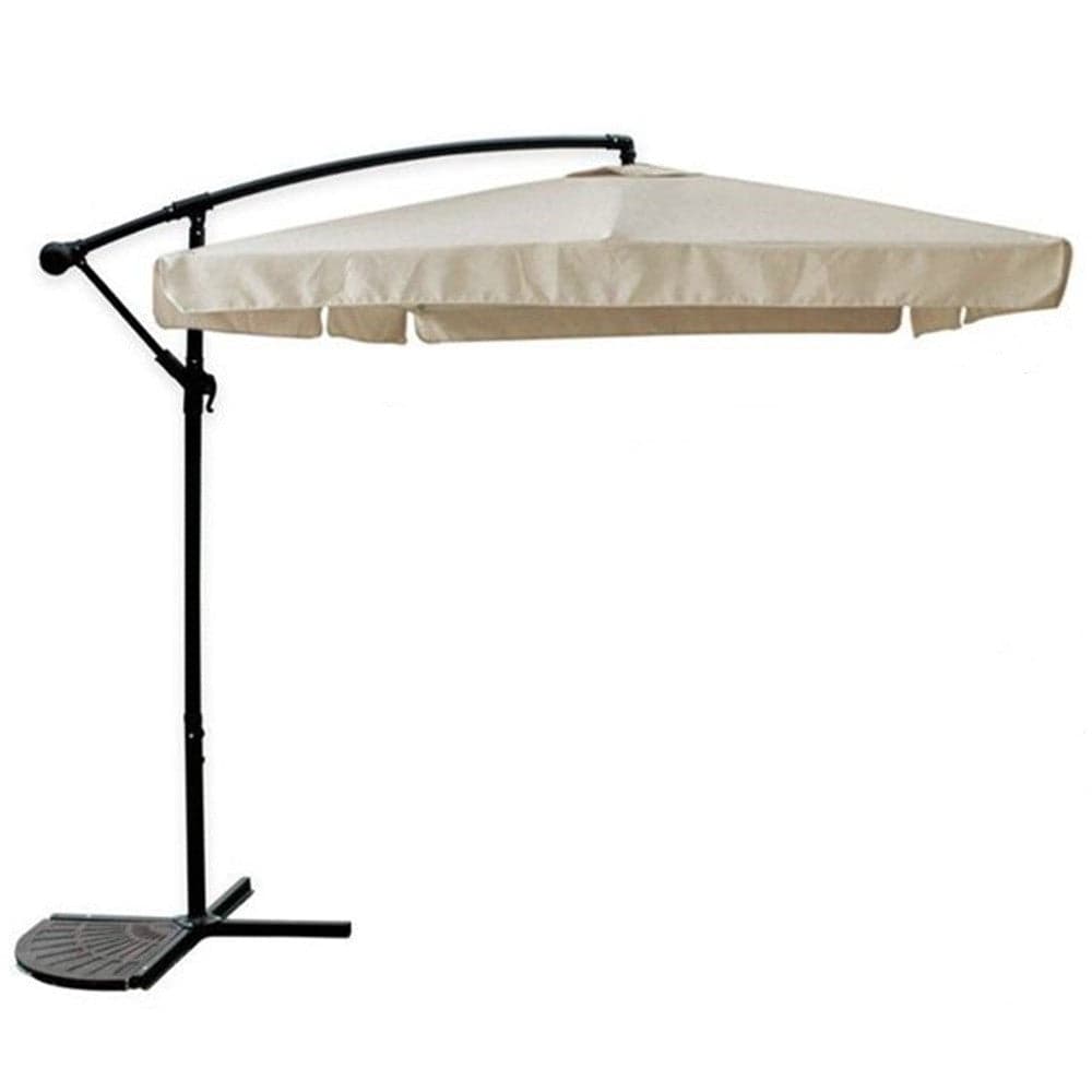 Ombrellone A Braccio Laterale Da Giardino 3x3mt Protezione Sole Beige Con Base 223216