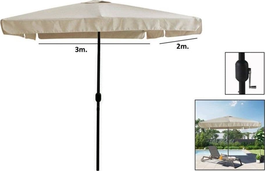 OMBRELLONE DA GIARDINO ESTERNO BALCONE TERRAZZO BEIGE 3X2 MT CON MANOVELLA 223221 in Ombrelloni Trade Shop italia - Napoli, commercioVirtuoso.it