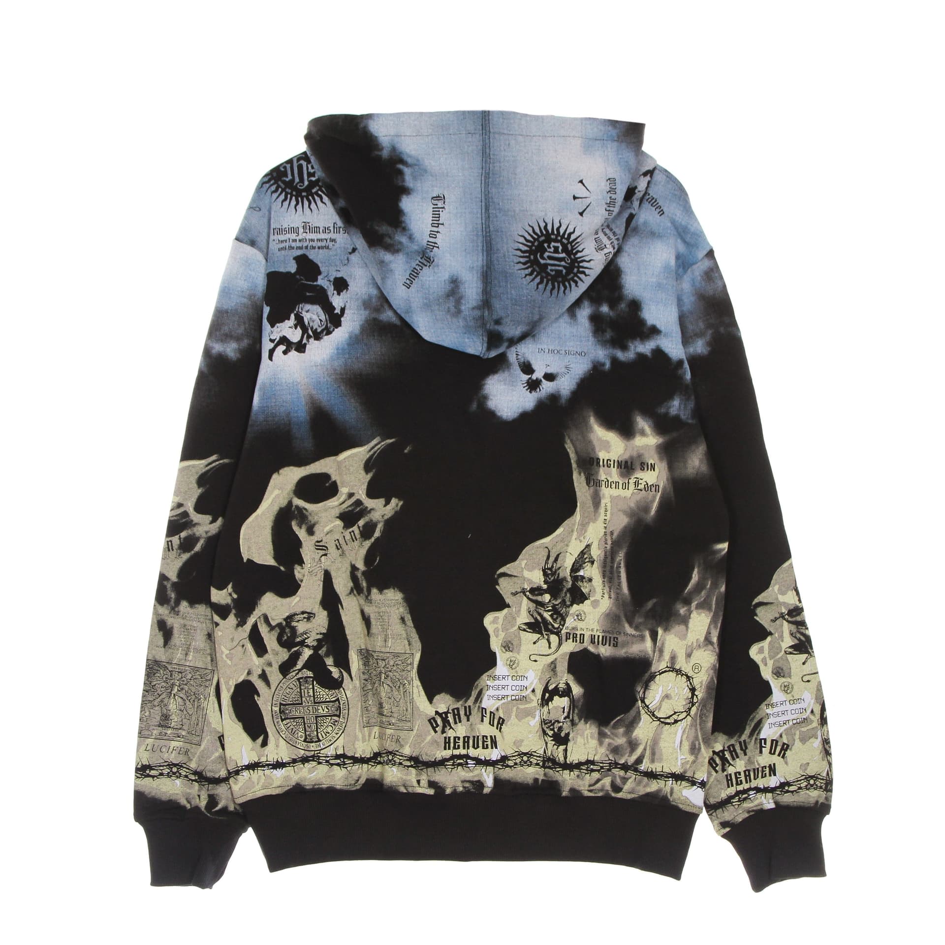 IHS Felpa Leggera Cappuccio Uomo Clouds &amp; Flames Hoodie Black/multi da uomo in Felpe con cappuccio Drestige - Casamassima, commercioVirtuoso.it