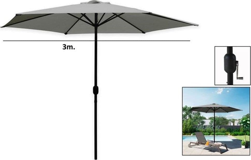 OMBRELLONE DA GIARDINO GRIGIO PALO CENTRALE ESAGONALE PARASOLE BALCONE Ø300CM 206422 in Ombrelloni Trade Shop italia - Napoli, commercioVirtuoso.it