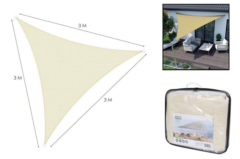 VELA TENDA TRIANGOLARE PARASOLE PROTEZIONE SOLE OMBREGGIATURA GIARDINO 3X3X3MT BEIGE 017019 in Vele parasole Trade Shop italia - Napoli, commercioVirtuoso.it
