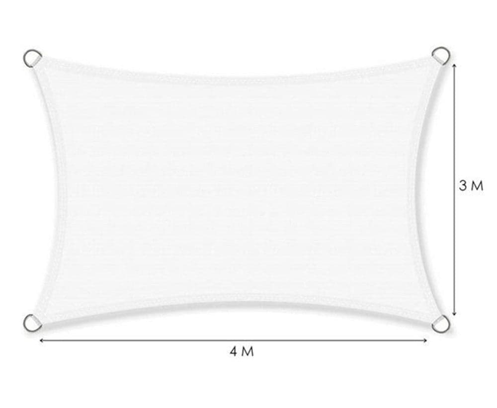VELA TENDA RETTANGOLARE PARASOLE PROTEZIONE SOLE OMBRA GIARDINO 3X4 MT BIANCA 017036 in Vele parasole Trade Shop italia - Napoli, commercioVirtuoso.it