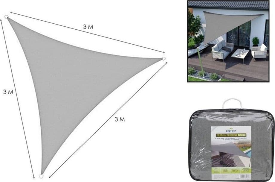 VELA TENDA TRIANGOLARE PARASOLE PROTEZIONE SOLE OMBREGGIATURA GIARDINO 3X3X3MT GRIGIO 222568 in Vele parasole Trade Shop italia - Napoli, commercioVirtuoso.it