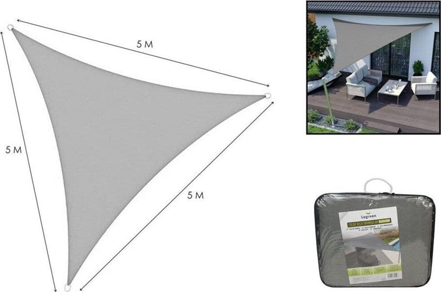 VELA TENDA TRIANGOLARE PARASOLE PROTEZIONE SOLE OMBRA GIARDINO 5X5X5 MT GRIGIO 222570 in Vele parasole Trade Shop italia - Napoli, commercioVirtuoso.it