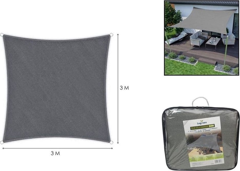 VELA TENDA QUADRATA PARASOLE PROTEZIONE SOLE OMBREGGIATURA GIARDINO 3X3MT GRIGIO 222584 in Vele parasole Trade Shop italia - Napoli, commercioVirtuoso.it