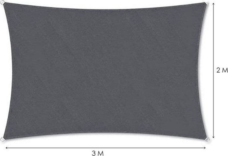 VELA TENDA RETTANGOLARE PARASOLE PROTEZIONE SOLE OMBRA GIARDINO 2X3 MT GRIGIO 222583 in Vele parasole Trade Shop italia - Napoli, commercioVirtuoso.it