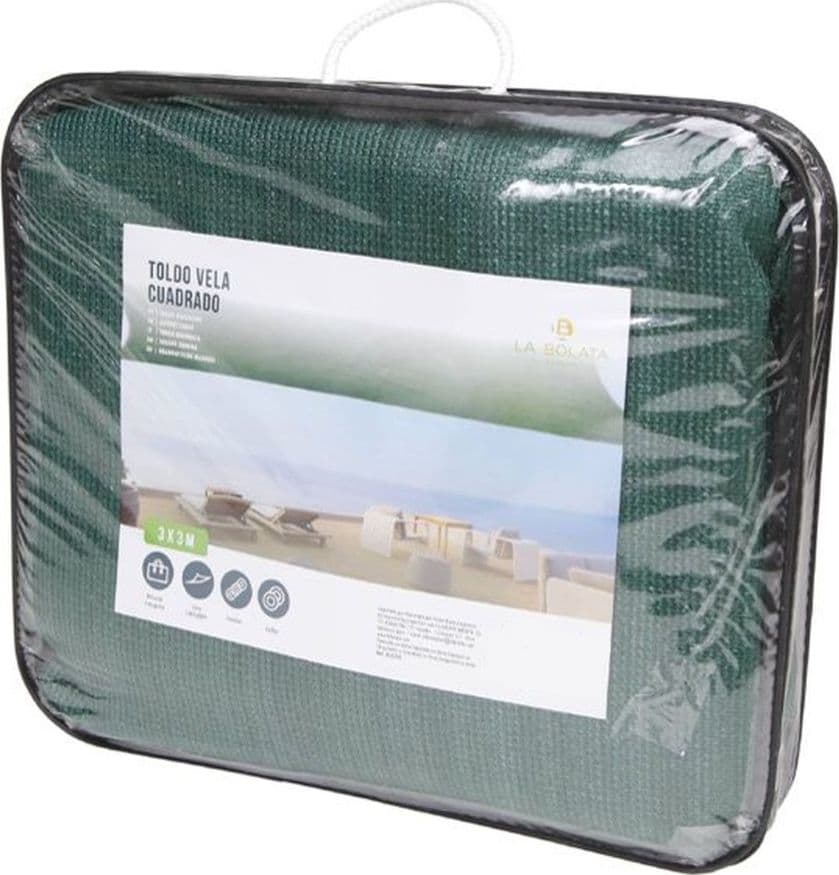VELA TENDA QUADRATA PARASOLE PROTEZIONE SOLE OMBREGGIATURA GIARDINO 3X3MT VERDE 017032 in Vele parasole Trade Shop italia - Napoli, commercioVirtuoso.it