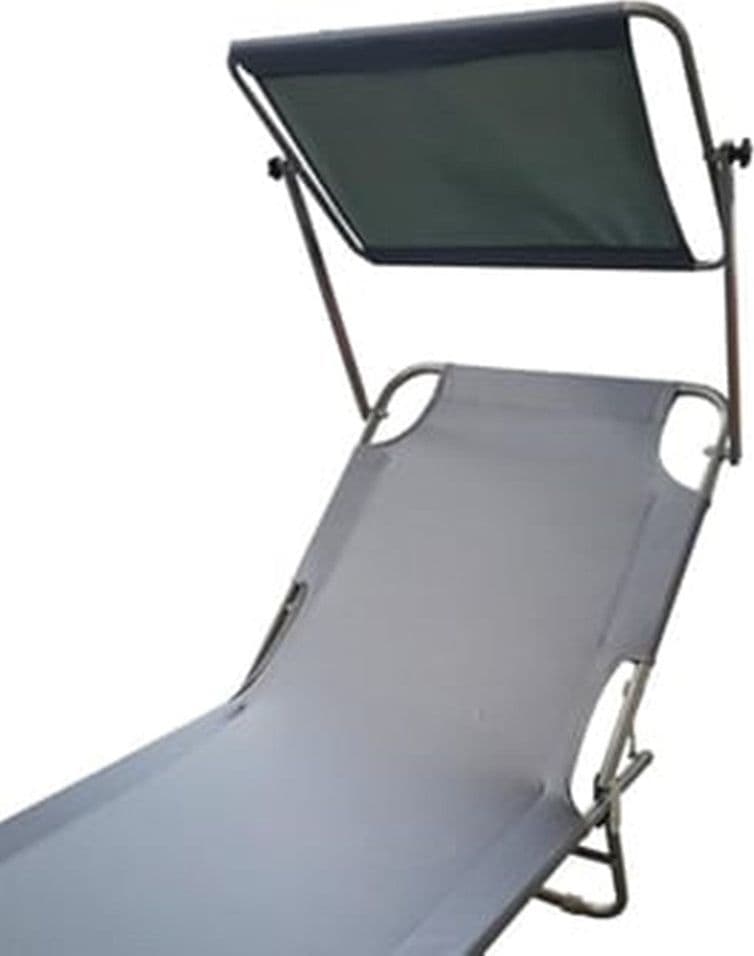LETTINO CON TETTUCCIO PARASOLE GRIGIO SDRAIO PRENDISOLE 187X55X24 CM PIEGHEVOLE 281019 in Lettini Trade Shop italia - Napoli, commercioVirtuoso.it