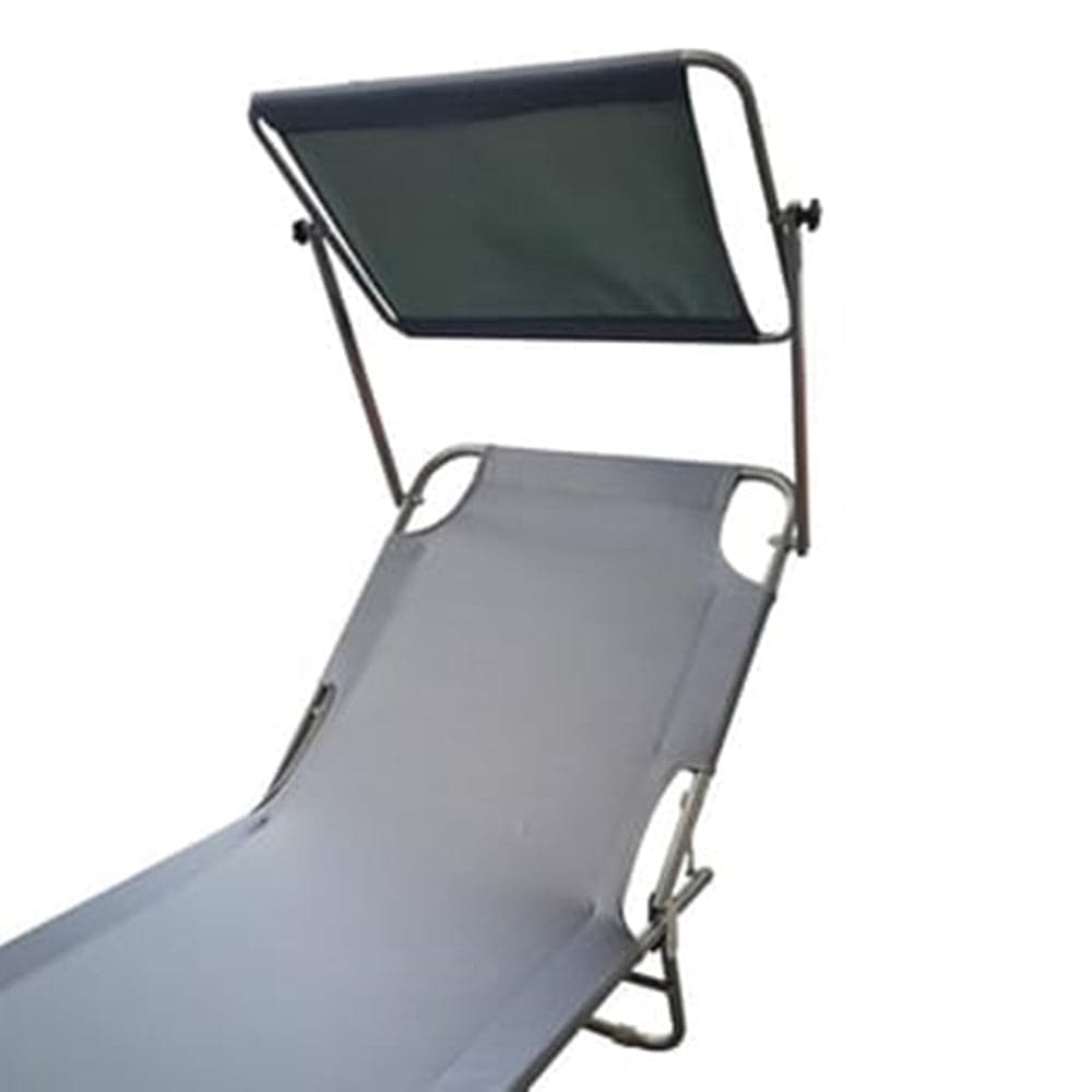LETTINO CON TETTUCCIO PARASOLE GRIGIO SDRAIO PRENDISOLE 187X55X24 CM PIEGHEVOLE 281019 in Lettini Trade Shop italia - Napoli, commercioVirtuoso.it