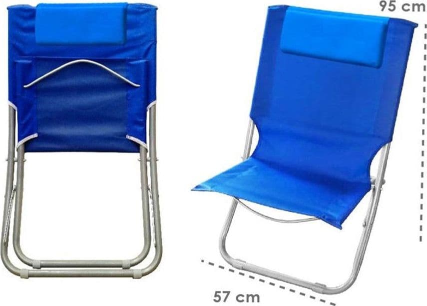 SPIAGGINA CON CUSCINO PER TESTIERA BLU 57 X 47 X 95 CM PIEGHEVOLE PORTATILE 281015 in Lettini Trade Shop italia - Napoli, commercioVirtuoso.it