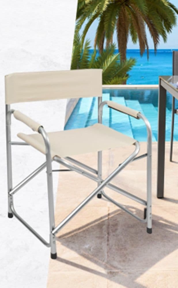 SEDIA REGISTA BEIGE PIEGHEVOLE IN FERRO PER CAMPEGGIO MARE SPIAGGIA GIARDINO 285008 in Sedie da regista Trade Shop italia - Napoli, commercioVirtuoso.it
