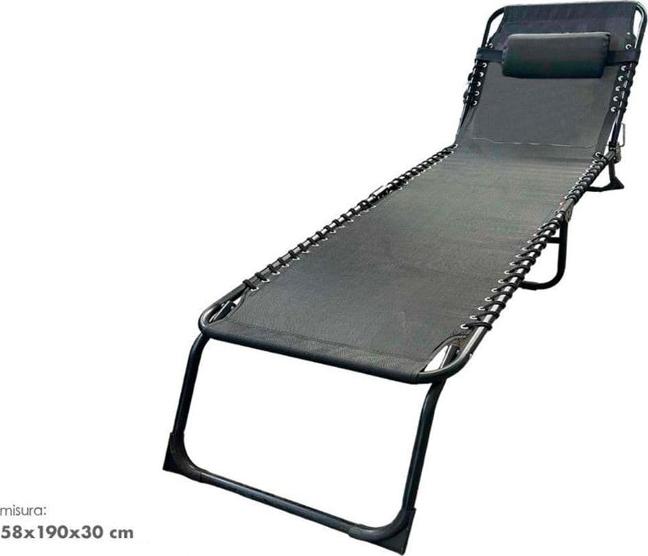 LETTINO PRENDISOLE SDRAIO SENZA PARASOLE IN TEXTILENE NERO RECLINABILE GIARDINO 483010 in Lettini Trade Shop italia - Napoli, commercioVirtuoso.it