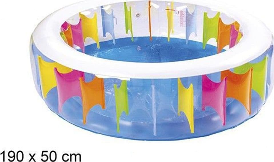 PISCINA ROTONDA GIGANTE MOTIVO ARCOBALENO MULTICOLORE 190 X 50 CM GONFIABILE 016091 in Piscine gonfiabili Trade Shop italia - Napoli, commercioVirtuoso.it
