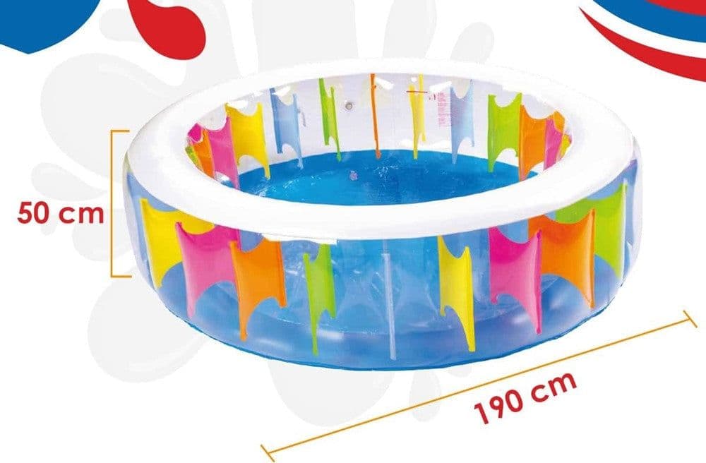 PISCINA ROTONDA GIGANTE MOTIVO ARCOBALENO MULTICOLORE 190 X 50 CM GONFIABILE 016091 in Piscine gonfiabili Trade Shop italia - Napoli, commercioVirtuoso.it