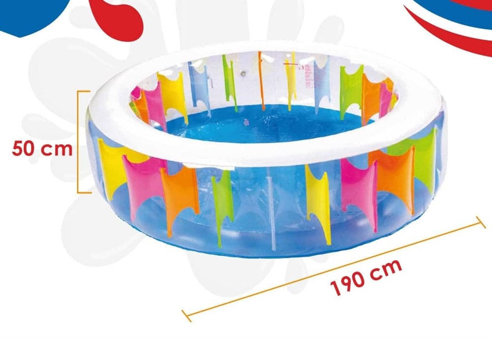 PISCINA ROTONDA GIGANTE MOTIVO ARCOBALENO MULTICOLORE 190 X 50 CM GONFIABILE 016091 in Piscine gonfiabili Trade Shop italia - Napoli, commercioVirtuoso.it