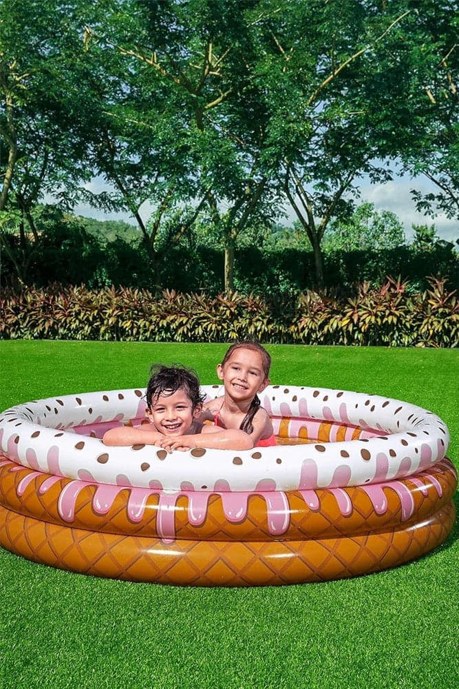 PISCINA GONFIABILE TONDA A 3 ANELLI DESIGN GELATO CON PANNA PER BAMBINI 160X38CM 016173 in Piscine gonfiabili Trade Shop italia - Napoli, commercioVirtuoso.it