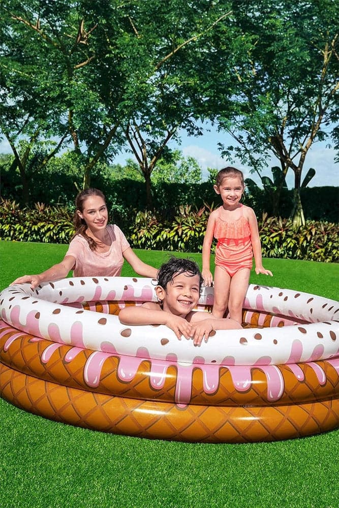 PISCINA GONFIABILE TONDA A 3 ANELLI DESIGN GELATO CON PANNA PER BAMBINI 160X38CM 016173 in Piscine gonfiabili Trade Shop italia - Napoli, commercioVirtuoso.it