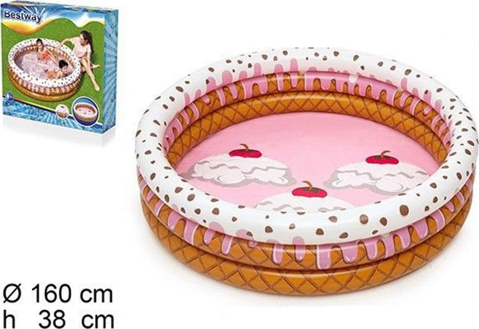 PISCINA GONFIABILE TONDA A 3 ANELLI DESIGN GELATO CON PANNA PER BAMBINI 160X38CM 016173 in Piscine gonfiabili Trade Shop italia - Napoli, commercioVirtuoso.it