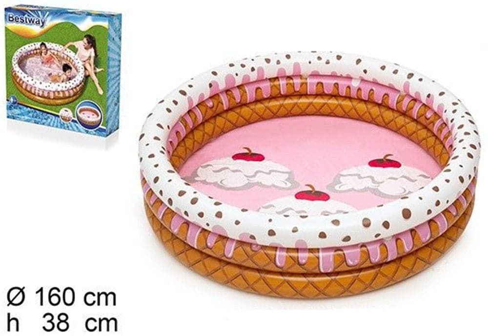 PISCINA GONFIABILE TONDA A 3 ANELLI DESIGN GELATO CON PANNA PER BAMBINI 160X38CM 016173 in Piscine gonfiabili Trade Shop italia - Napoli, commercioVirtuoso.it