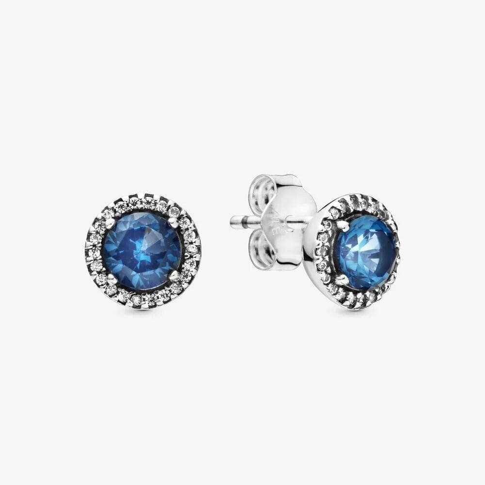 Pandora - Orecchini a lobo rotondi blu scintillanti