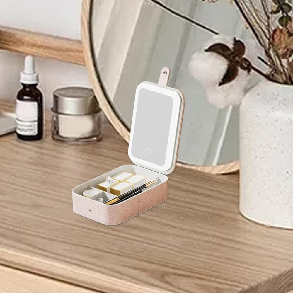 BORSA PER TRUCCHI CON SPECCHIO ILLUMINATO CUSTODIA COSMETICI MOTIVO A COCCODRILLO ROSA in Beauty Case da viaggio Trade Shop italia - Napoli, commercioVirtuoso.it