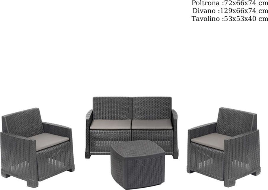 SET SALOTTO COMO EFFETTO RATTAN INTRECCIATO CON DIVANO POLTRONE TAVOLINO CONTENITORE in Divanetti Trade Shop italia - Napoli, commercioVirtuoso.it