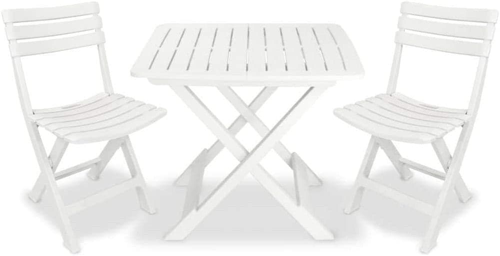 SET SALOTTO CON 2 SEDIE TAVOLO DA GIARDINO PIEGHEVOLE RESISTENTE CAMPING BIANCO 006669 in Set di mobili Trade Shop italia - Napoli, commercioVirtuoso.it