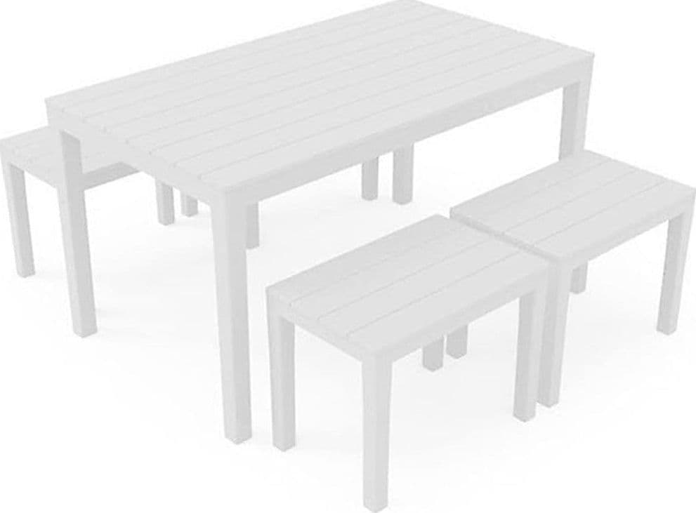 SET SALOTTO SAMOA DA 5PZ CON TAVOLO RETTANGOLARE 4 PANCHE 4 POSTI BIANCO ARREDO 090644 in Divani Trade Shop italia - Napoli, commercioVirtuoso.it