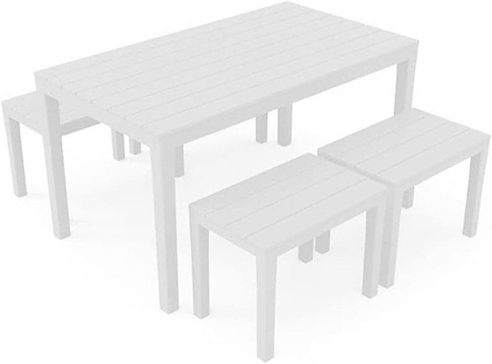 SET SALOTTO SAMOA DA 5PZ CON TAVOLO RETTANGOLARE 4 PANCHE 4 POSTI BIANCO ARREDO 090644 in Divani Trade Shop italia - Napoli, commercioVirtuoso.it