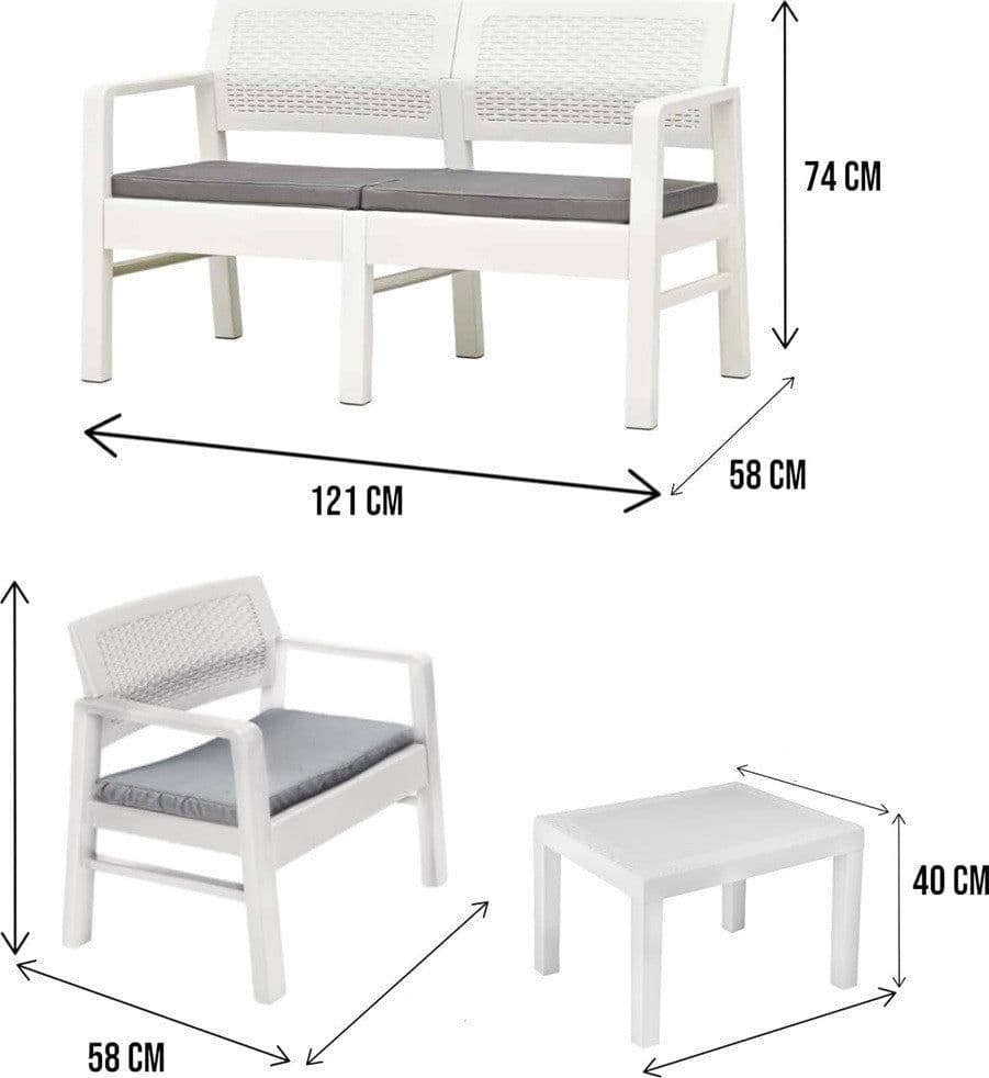 SET SALOTTO GIARDINO ESTERNO CON DIVANO 2 POLTRONE TAVOLINO EFFETTO RATTAN CON CUSCINI in Divanetti Trade Shop italia - Napoli, commercioVirtuoso.it