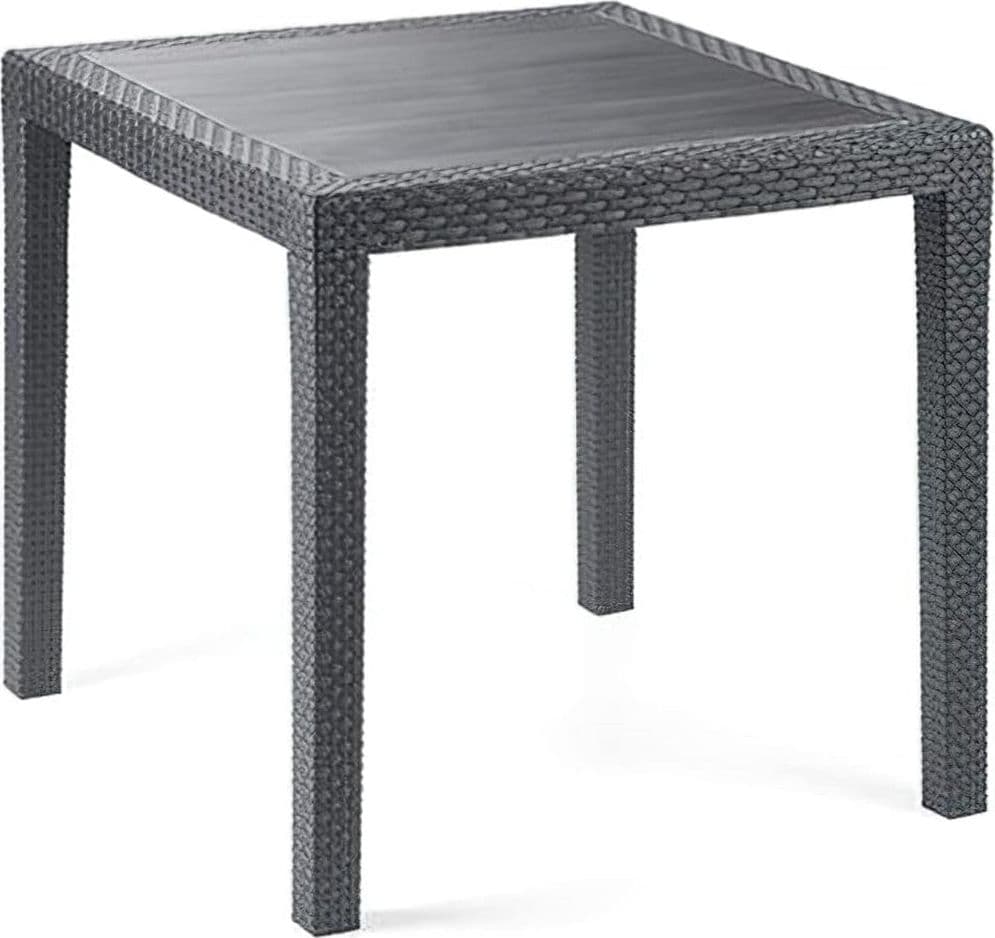 TAVOLO TAVOLINO QUADRATO EFFETTO FINTO RATTAN VIMINI ANTRACITE 79X79X72CM BAR CASA 052024 in Tavoli standard Trade Shop italia - Napoli, commercioVirtuoso.it