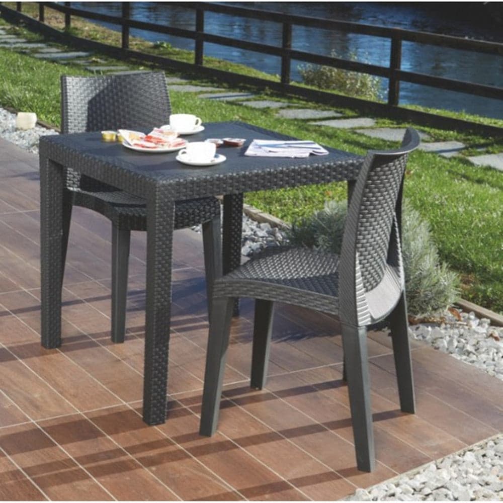 TAVOLO TAVOLINO QUADRATO EFFETTO FINTO RATTAN VIMINI ANTRACITE 79X79X72CM BAR CASA 052024 in Tavoli standard Trade Shop italia - Napoli, commercioVirtuoso.it