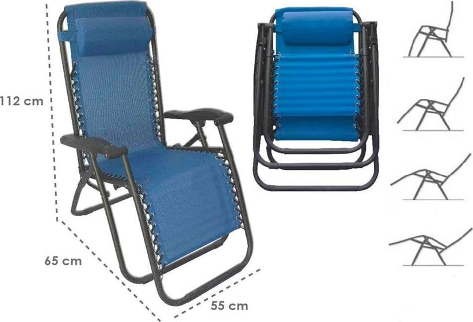 SDRAIO SEDIA IN TEXTILENE BLU PIEGHEVOLE MULTIPOSIZIONE RECLINABILE GIARDINO 221005 in Lettini Trade Shop italia - Napoli, commercioVirtuoso.it