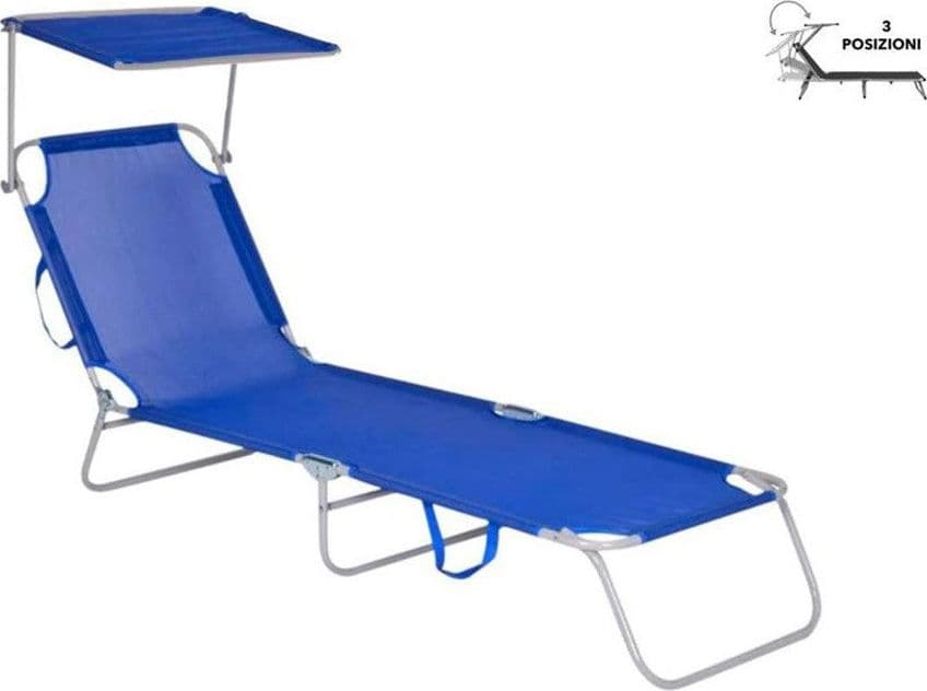 LETTINO IN TEXTILENE CON PARASOLE BLU PER MARE GIARDINO SCHIENALE REGOLABILE 281012 in Lettini Trade Shop italia - Napoli, commercioVirtuoso.it