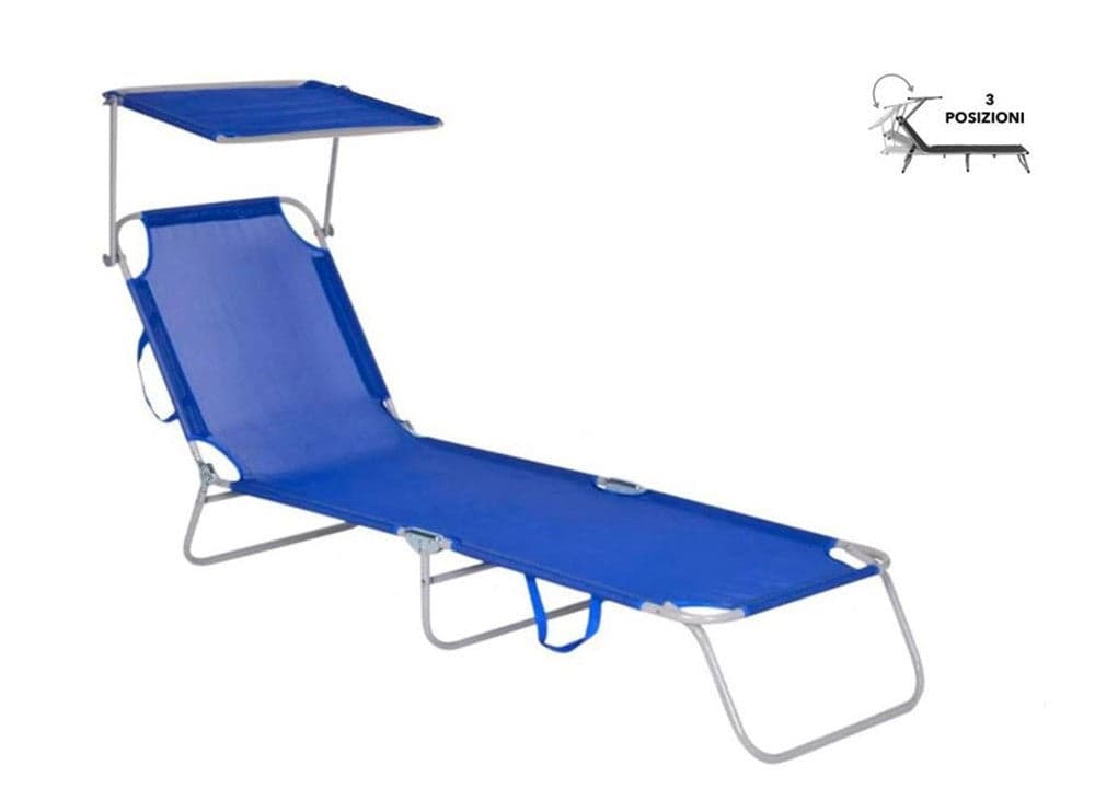 LETTINO IN TEXTILENE CON PARASOLE BLU PER MARE GIARDINO SCHIENALE REGOLABILE 281012 in Lettini Trade Shop italia - Napoli, commercioVirtuoso.it