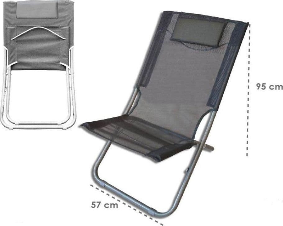 SPIAGGINA CON CUSCINO TESTIERA GRIGIO TEXTILENE 57X47X95CM PIEGHEVOLE PORTATILE 281033 in Lettini Trade Shop italia - Napoli, commercioVirtuoso.it