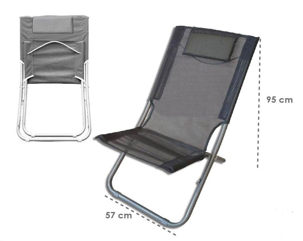 SPIAGGINA CON CUSCINO TESTIERA GRIGIO TEXTILENE 57X47X95CM PIEGHEVOLE PORTATILE 281033 in Lettini Trade Shop italia - Napoli, commercioVirtuoso.it
